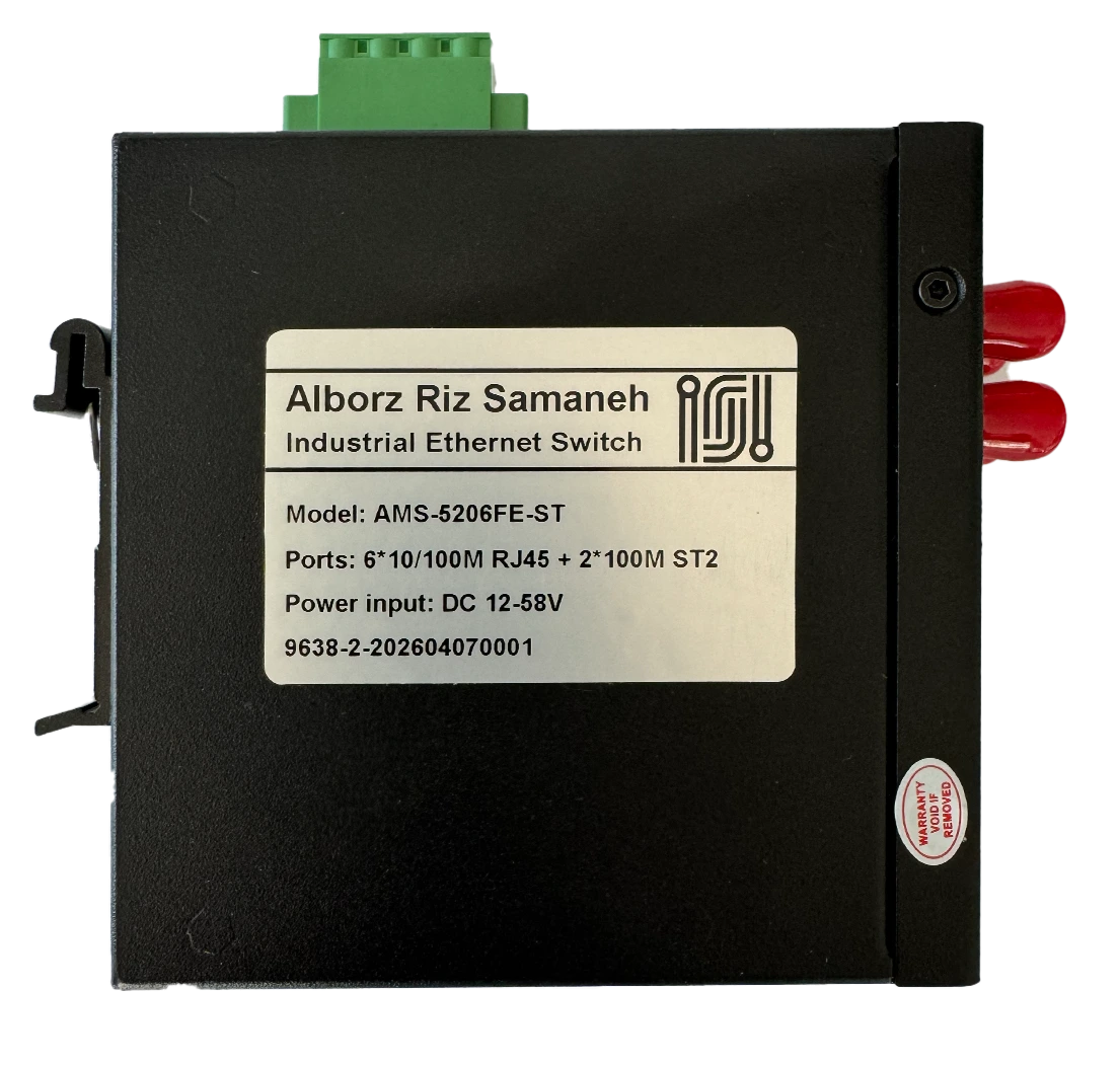AMS-5206 industrial Ethernet switch side ports view