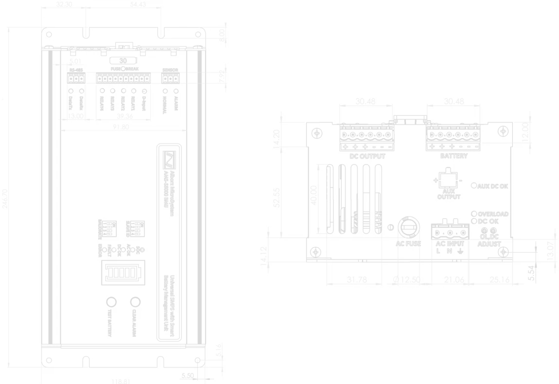 AMS-S5xxx BMU Dimensions