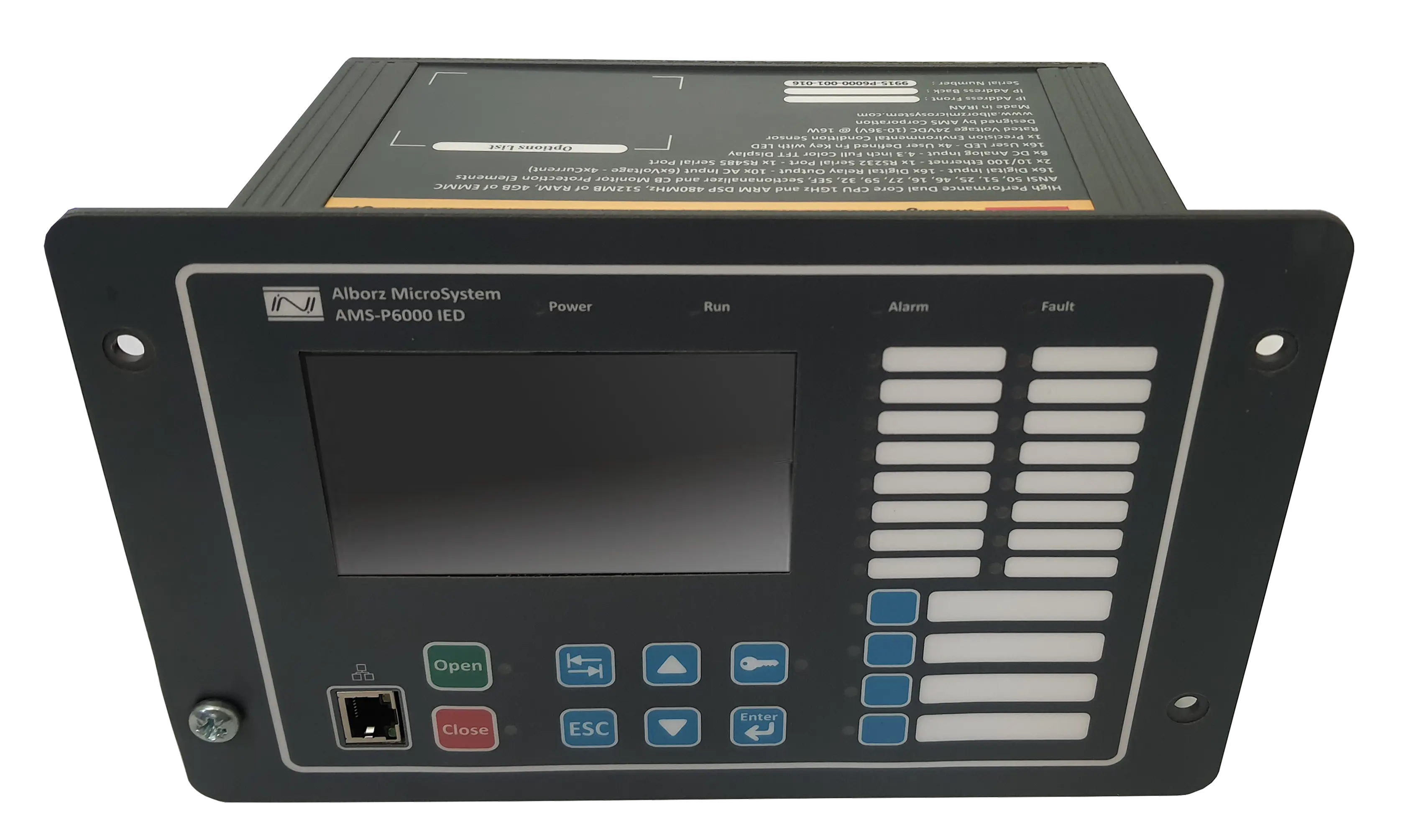AMS-P6000 IED front panel view