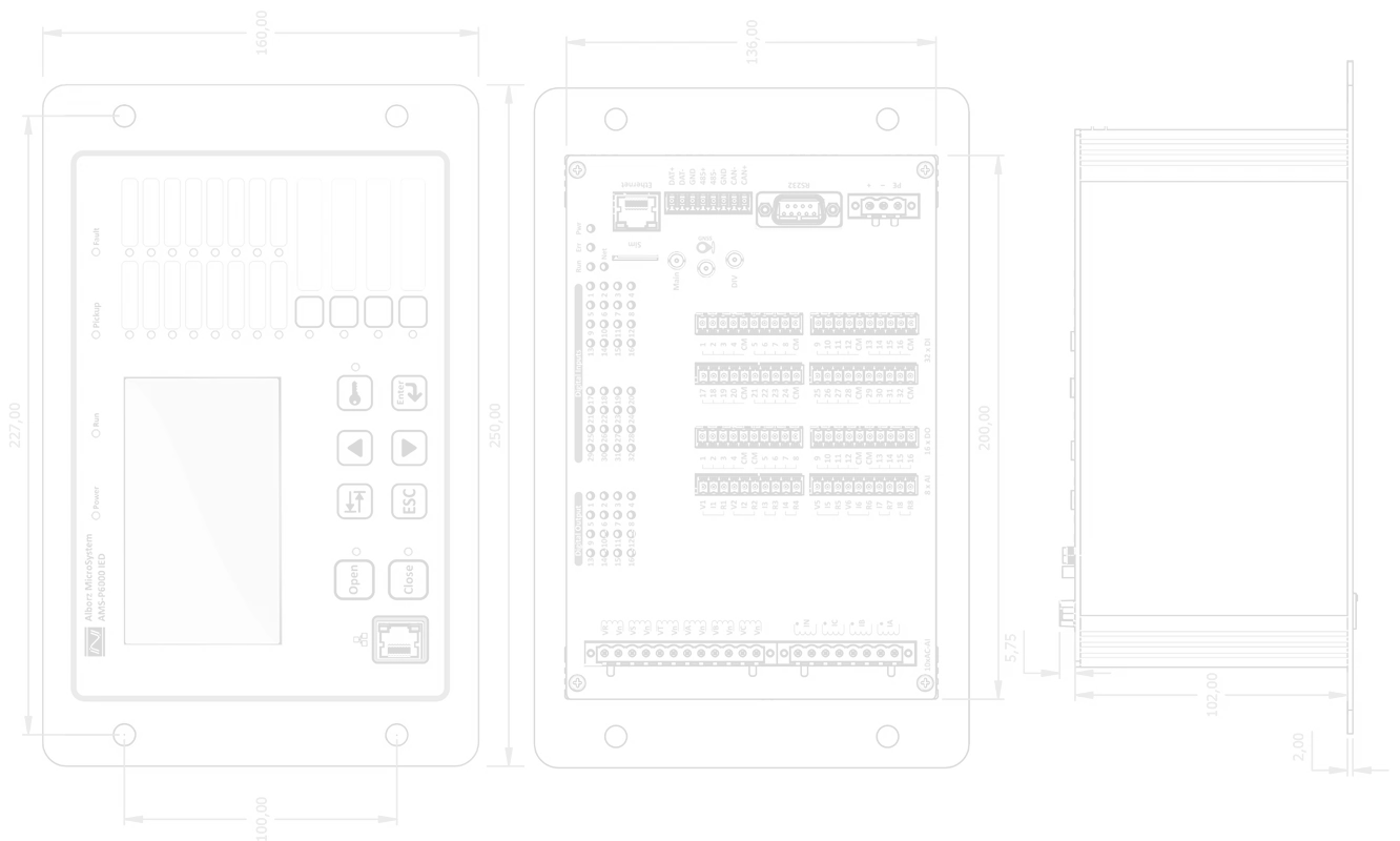 AMS-P6000 IED Dimensions