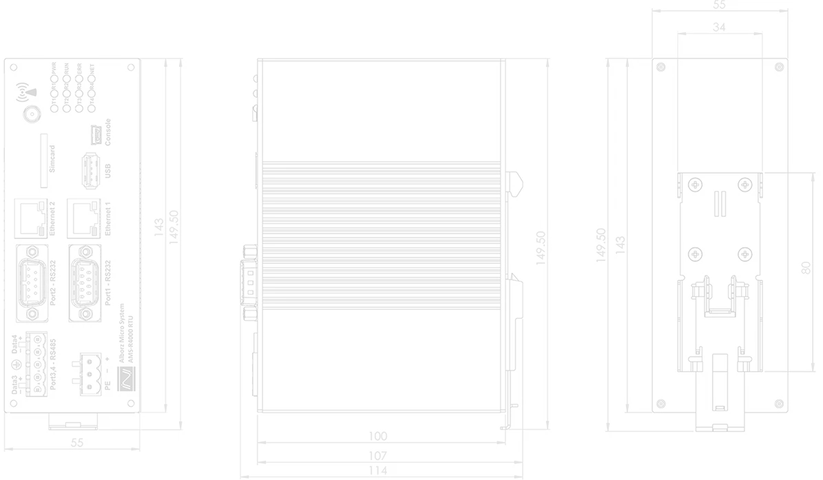 AMS-R4000 RTU Dimensions